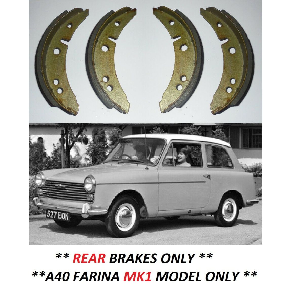 REAR BRAKE SHOES SET (Austin A40 Farina) (**Mk1 Only**) (**1958- 61 Only**) 