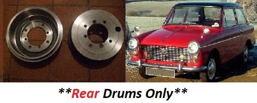 BRAKE DRUMS x2 (Austin A40 Farina) (Rear Only) (1958- 68) 