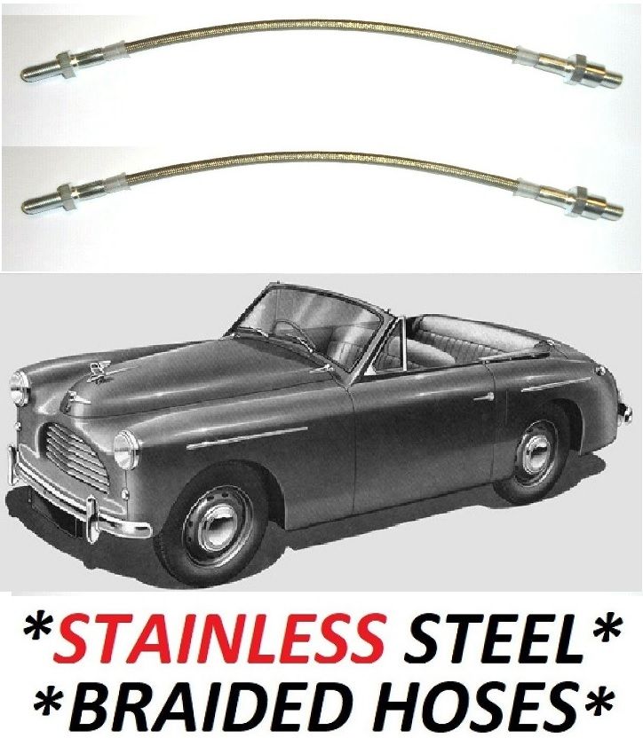 FRONT BRAKE HOSES (*STAINLESS STEEL BRAIDED*) x2 (Austin A40 Sports) (1950- 53) 