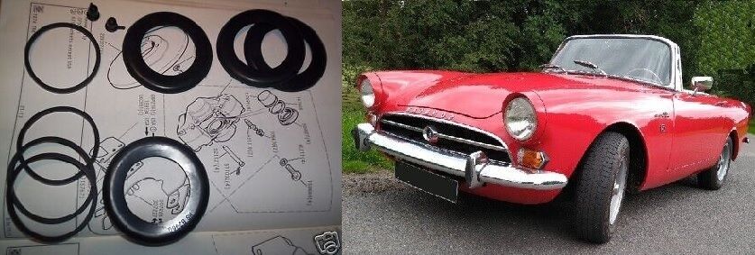 FRONT BRAKE CALIPER REPAIR SEALS KITS x2 (Sunbeam Alpine & Tiger) (**16P Calipers**) (1959- 68)