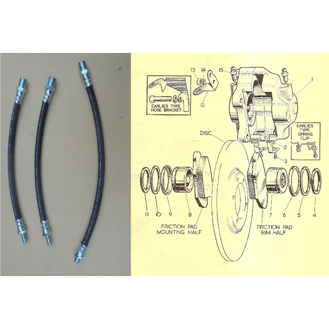 FRONT & REAR BRAKE HOSES x3 (Alvis TD21) {**Ser.1 Only**} (**1958- Apr 62 Only **)