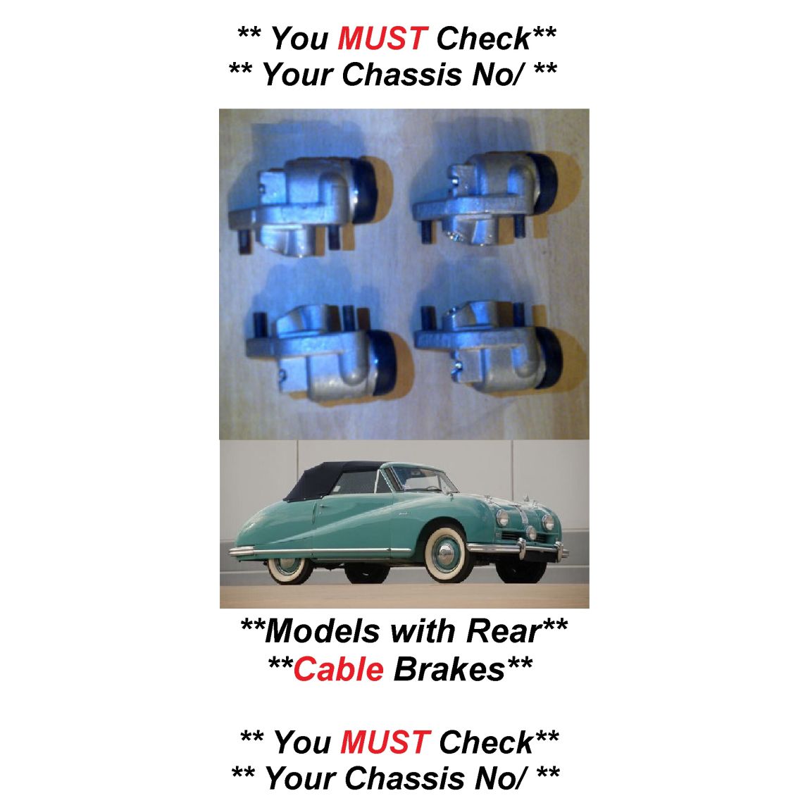 FRONT BRAKE WHEEL CYLINDERS x4 (Austin A90 Atlantic) (**Check Chassis No/**) (** From 1949- 51 Only**)