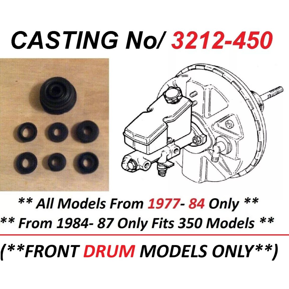 BRAKE MASTER CYLINDER REPAIR SEALS KIT (Bedford CF & CF1 Van) (**Front Drums**) (**From 1977- 87**)  