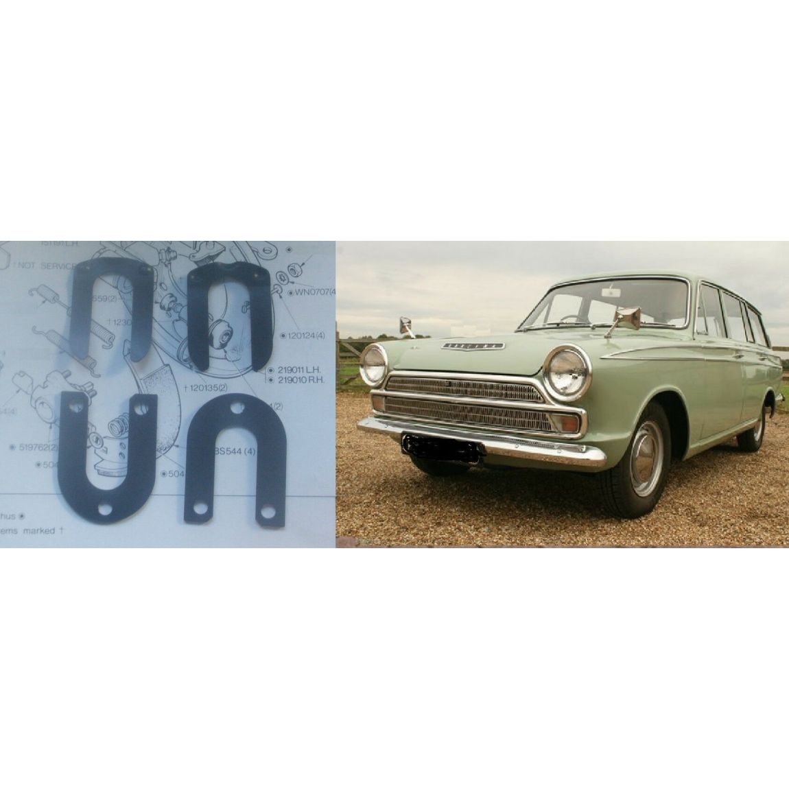 REAR BRAKE WHEEL CYLINDER FITTING HORSESHOE CLIPS x4 (Ford Cortina Mk1) (1200 & 1500) (1962- 66)