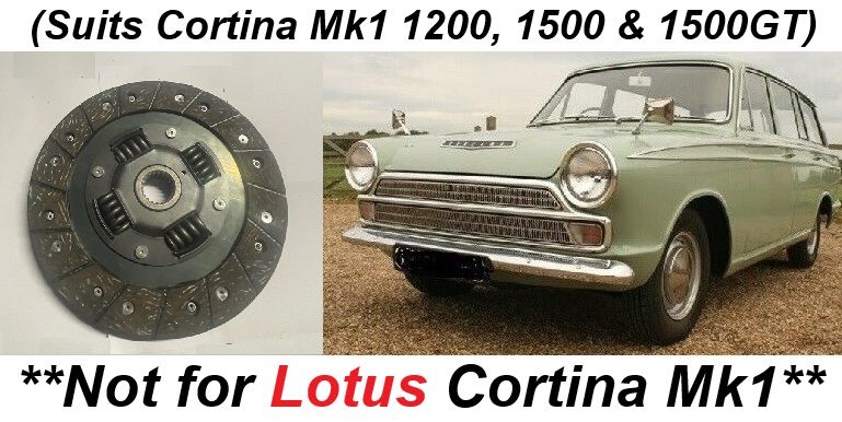 CLUTCH PLATE ONLY (Ford Cortina Mk1) (1200, 1500 & 1500GT) (1962- 66)