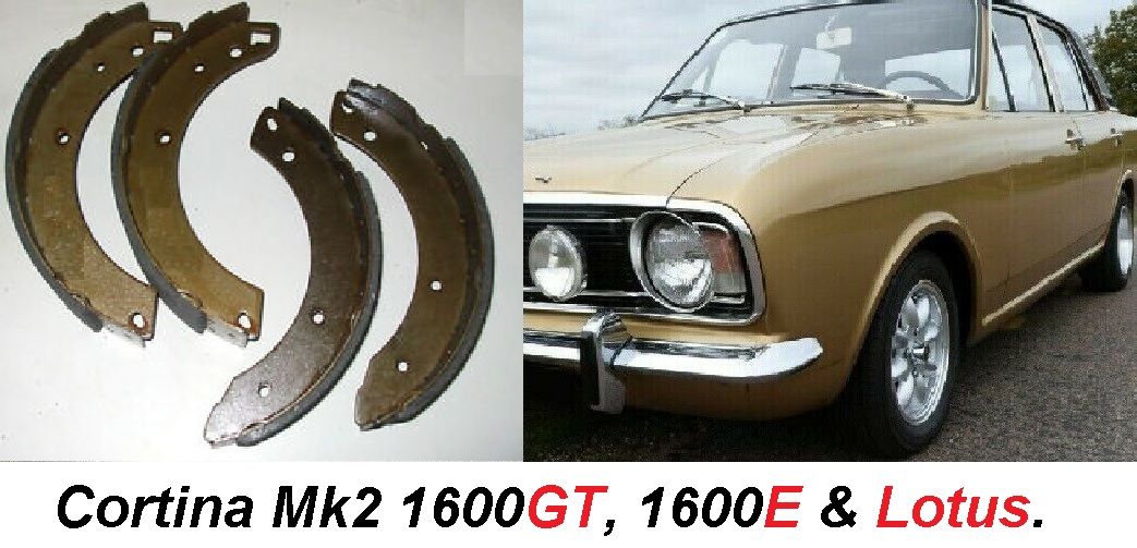 REAR BRAKE SHOES SET (Ford Cortina Mk2) (Lotus, 1600e & 1600GT) (1966- 70) (9 INCH DRUMS)