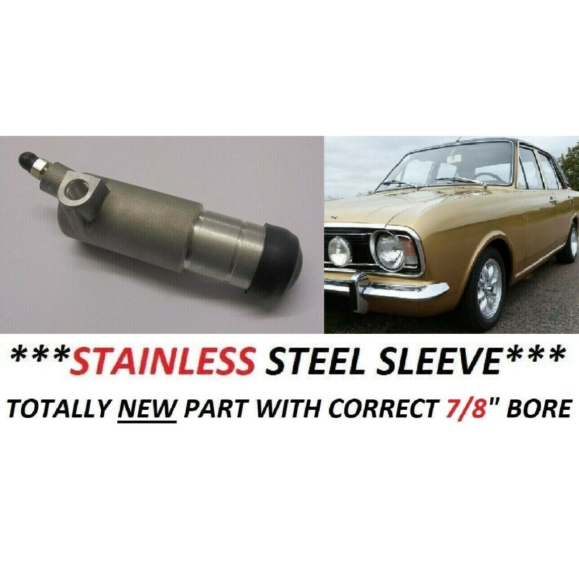 CLUTCH SLAVE CYLINDER (Ford Cortina Mk2) (**STAINLES STEEL**) (1966- 70) 