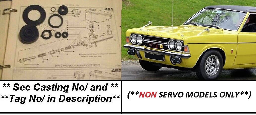 BRAKE MASTER CYLINDER REPAIR SEALS KIT (Ford Cortina Mk3) (** No Servo **) (1970- 76) 