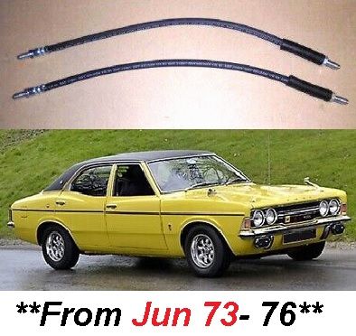 FRONT BRAKE HOSES x2 (Ford Cortina Mk3) (1300, 1600, 2000) (**From Jun 73- 76**) 