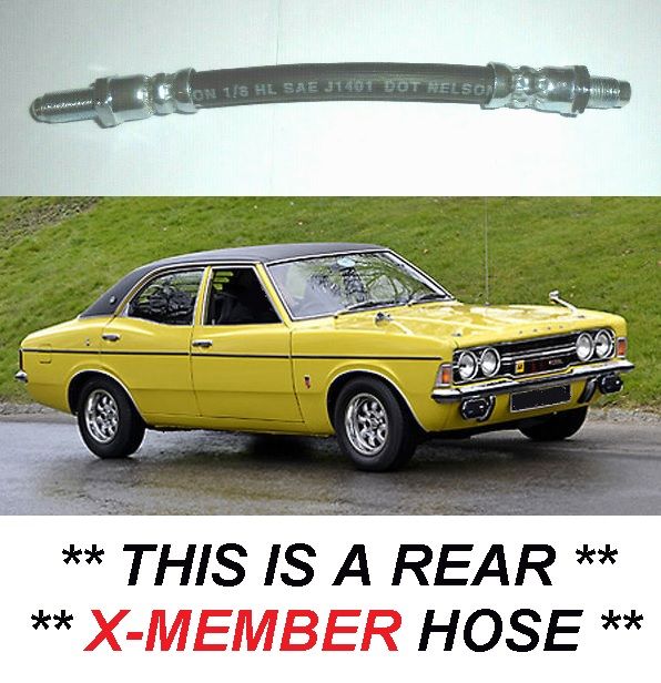 REAR {X-MEMBER} BRAKE HOSE PIPE x1 (Ford Cortina Mk3) (1.3, 1.6 & 2.0) (1970- 76)  