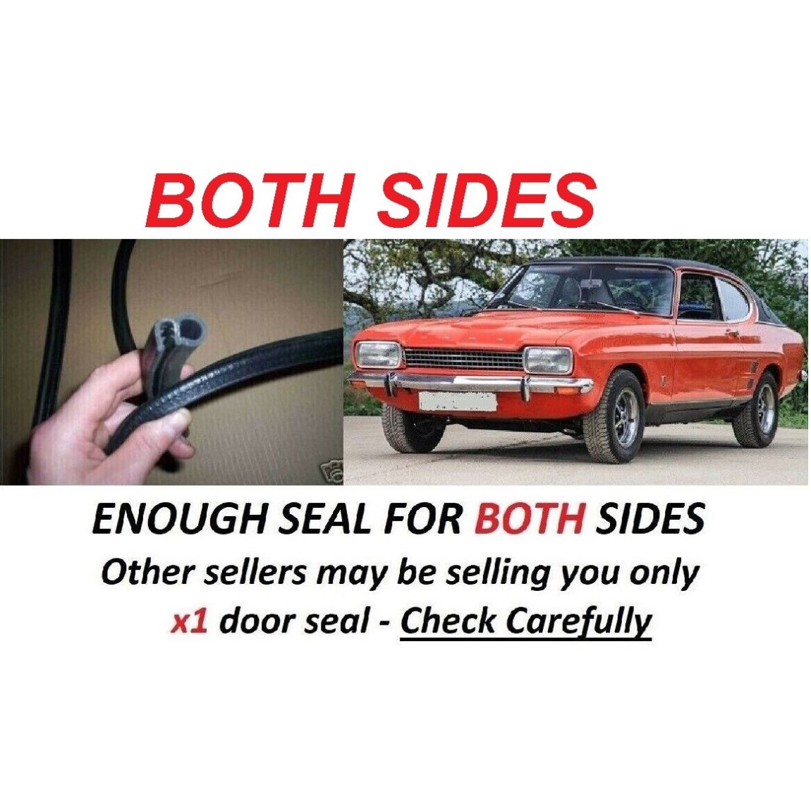 DOOR RUBBER SEALS x2 (Ford Capri Mk1, Mk2 & Mk3) (1969- 87)