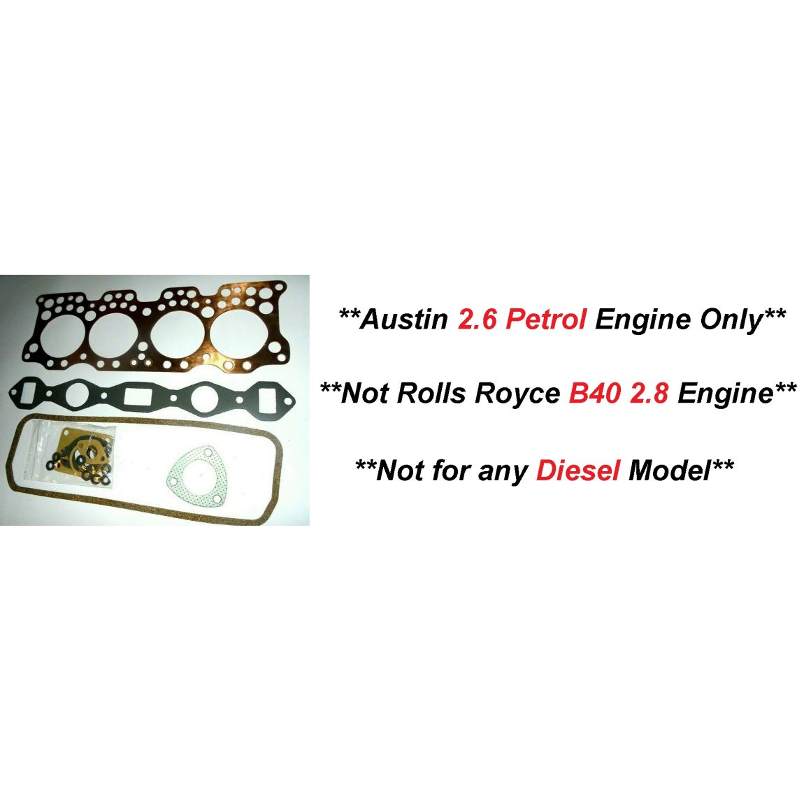 HEAD GASKET SET (Austin Champ) (Austin 2660cc Petrol Engine) (** Not Rolls Royce 2.8 **) (1952- 56)  