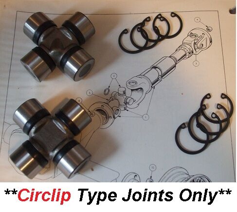 UNIVERSAL JOINTS x2 (Ford Escort Mk1) (**Circlip Type**) (1968- 74) 