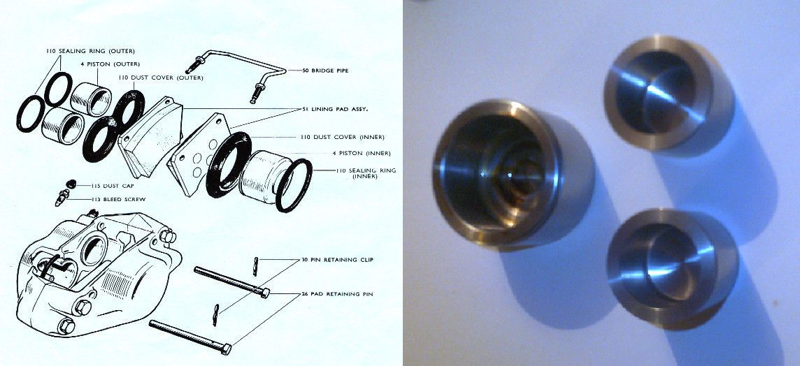 REAR BRAKE CALIPER PISTONS x3 (Maserati Bora) (117) (1971- 78) 