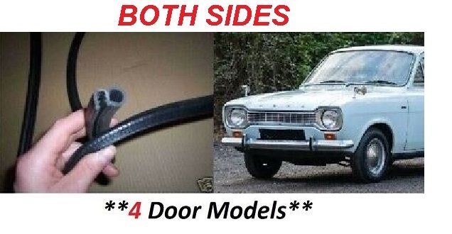 DOOR RUBBER SEALS x4 (Ford Escort Mk1) (4 Door) (1968- 74) 