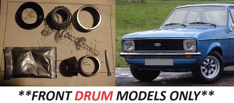 FRONT WHEEL HUB BEARING KIT x1 (Ford Escort Mk2) (* FRONT DRUMS*) (1.1, 1.3 & 1.6) (1975- 80)  