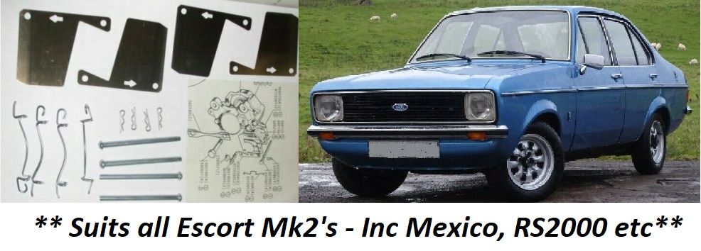 FRONT BRAKE PAD FITTING KIT - PINS & SHIMS (Ford Escort Mk2) (1.0, 1.1, 1.3, 1.6, RS1800, RS2000) (1975- 80) 