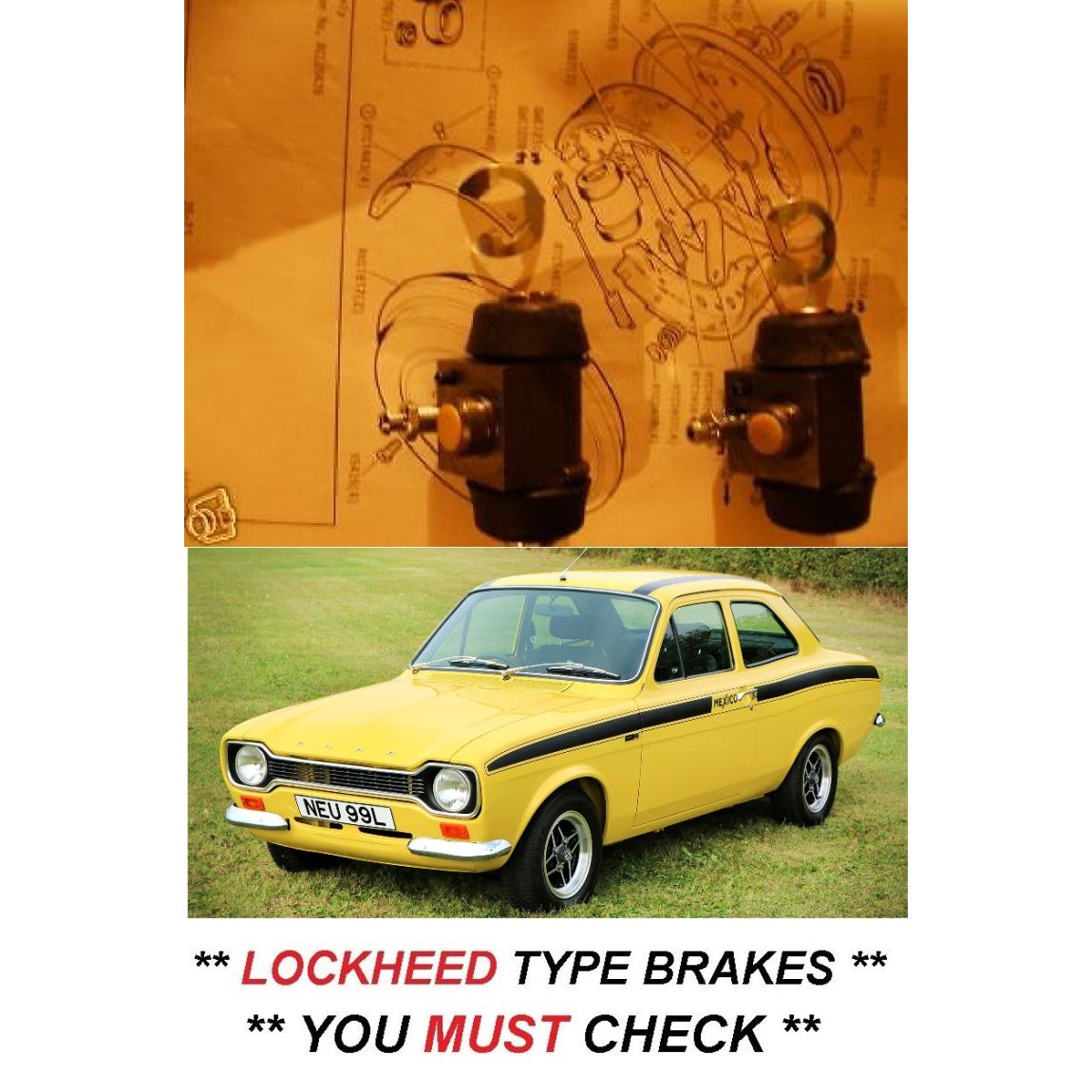 REAR BRAKE WHEEL CYLINDERS x2 (Ford Escort Mk1) (RS1600 & Mexico 1.6) (** LOCKHEED BRAKES **) (1973- 75) 