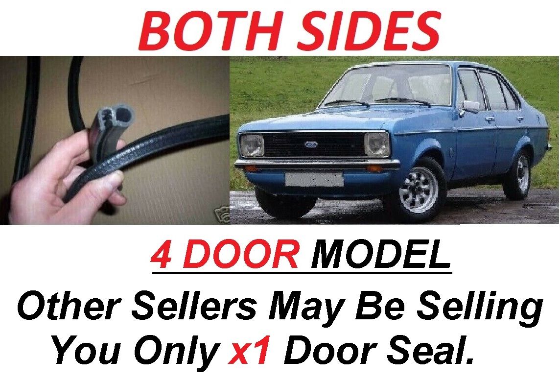 DOOR RUBBER SEALS x2 (Ford Escort Mk2) (4 Door) (1975- 80) 