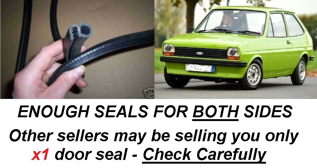 DOOR RUBBER SEALS x2 (Ford Fiesta Mk1) (1976- 83)