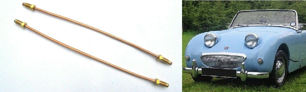 FRONT BRAKE COPPER BRIDGE LINK PIPES x2 (Austin Healey Frogeye Sprite) (1958- 61) 
