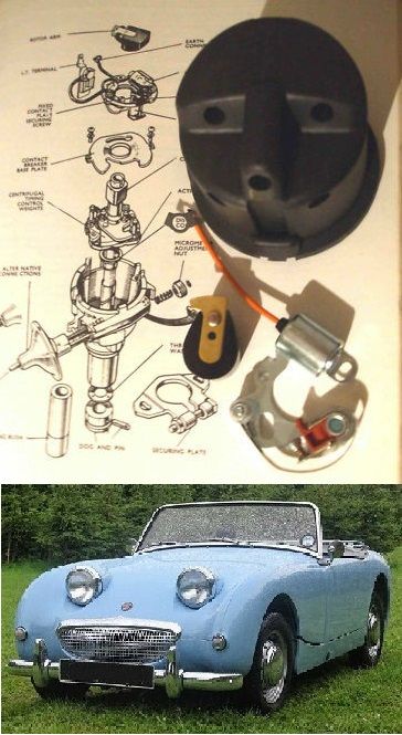 DISTRIBUTOR CAP POINTS ROTOR ARM CONDENSER (Austin Healey Sprite Frogeye) (1958- 61)