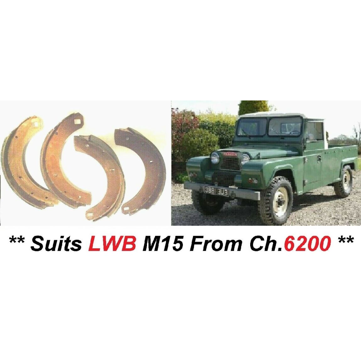 REAR BRAKE SHOES SET (Austin Gipsy) (**Chassis M15 **) (** LWB **) (1962- 68)  