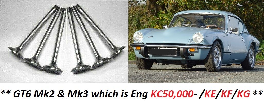 INLET VALVES x6 (Triumph GT6) (Mk2 & Mk3 Only) (**From 1968- 74**)