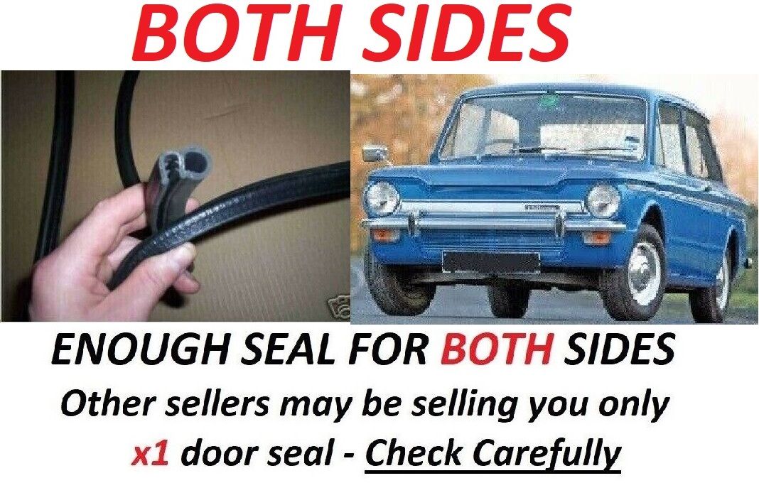 DOOR RUBBER SEALS x2 (Hillman Imp) (1963- 76) 