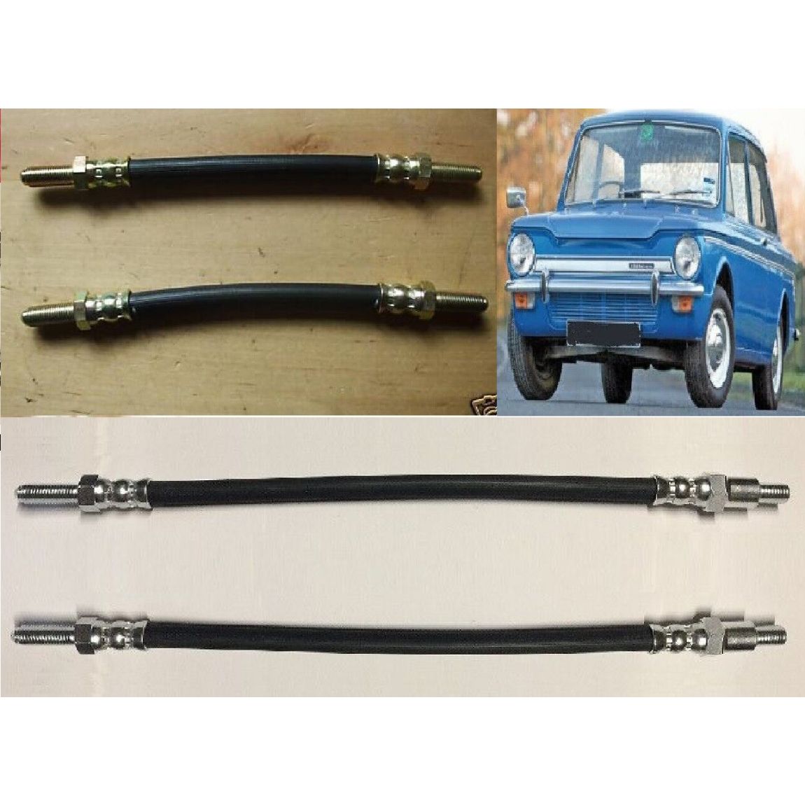 FRONT & REAR BRAKE HOSES x4 (Hillman Imp) (1963- 76)