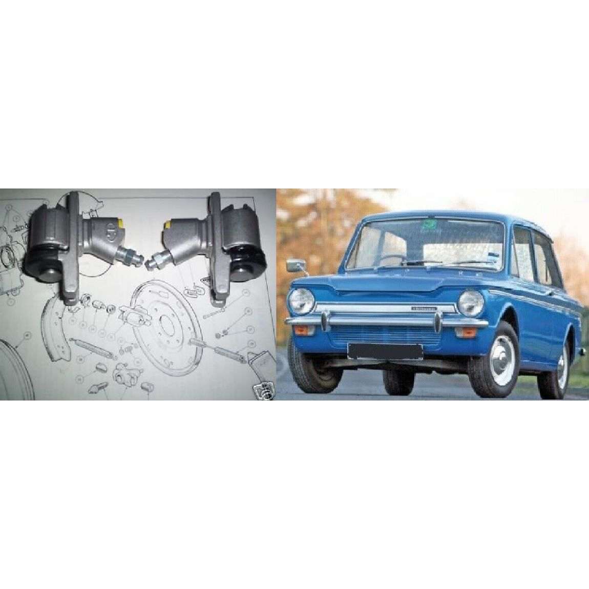 REAR BRAKE WHEEL CYLINDERS x2 (Hillman Imp) (1963- 76) 
