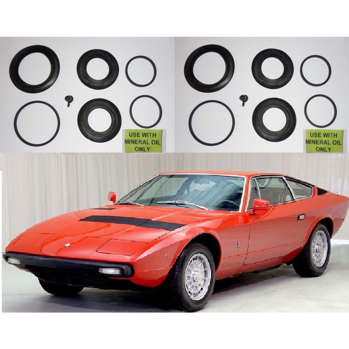 FRONT BRAKE CALIPER REPAIR SEALS KITS x2 (Maserati Indy) (116) (1968- 75)