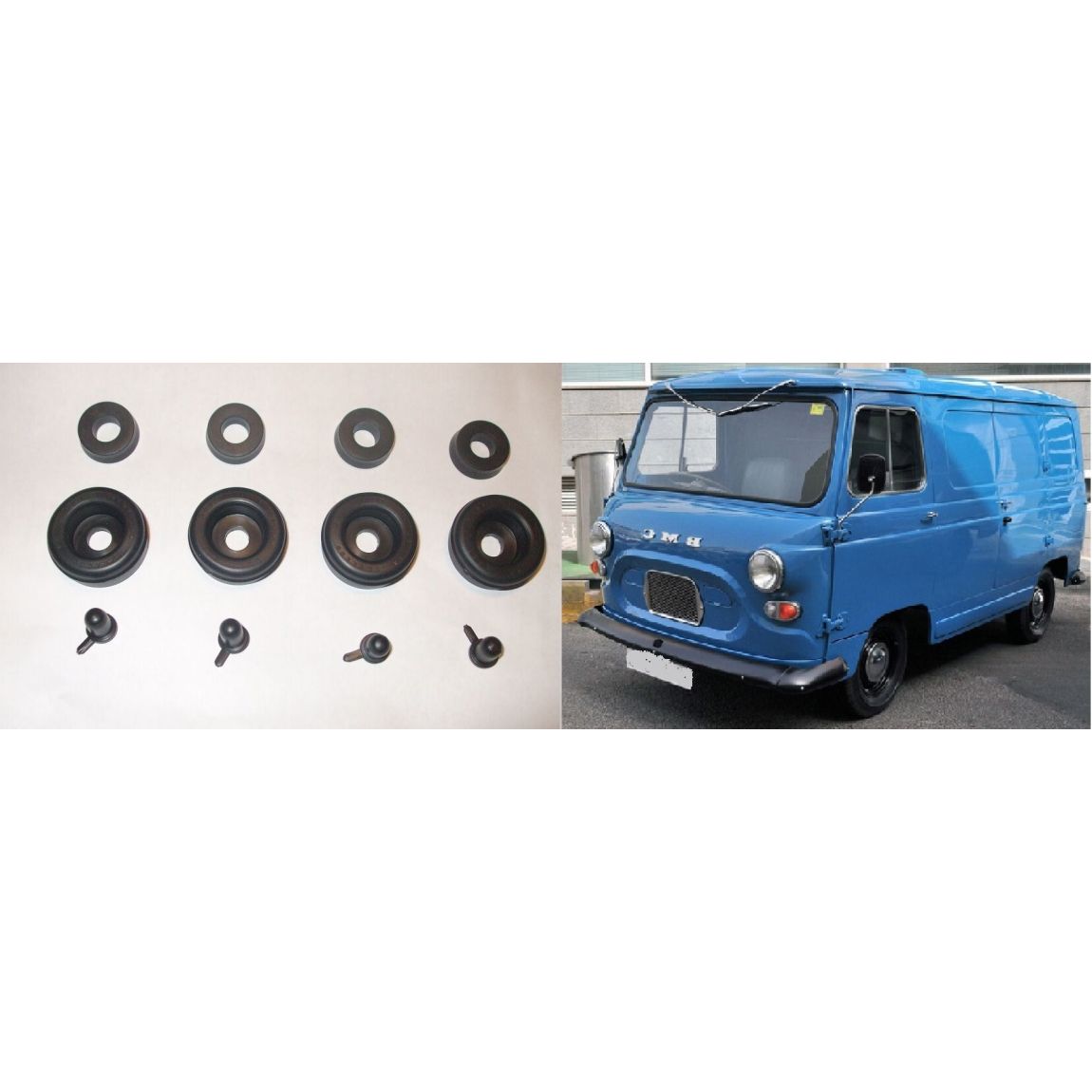 FRONT BRAKE WHEEL CYLINDER REPAIR SEALS KITS x4 (Austin / Morris J4 Van) (1960- 74)  