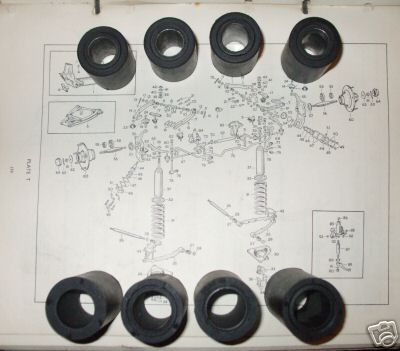 FRONT SUSPENSION WISHBONE BUSH SET x8 (Jaguar E-Type) (Ser1 & 2) (1961- 71 Only)