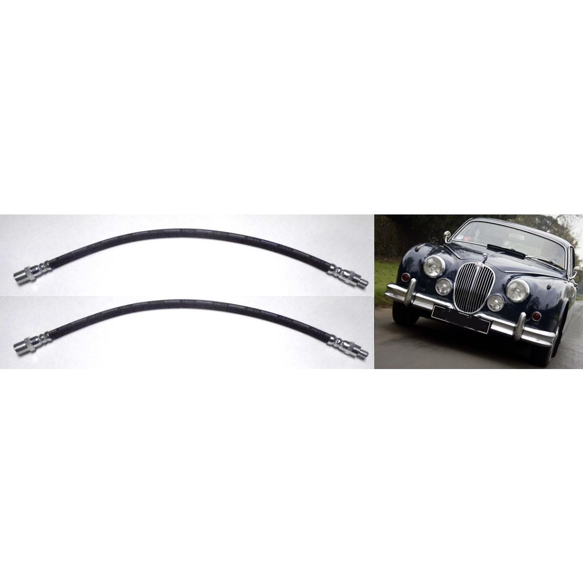 FRONT BRAKE HOSES x2 (Jaguar Mk2, Daimler V8 250 Saloon) (1958- 68) 