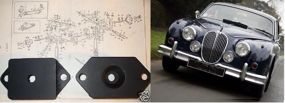 SANDWICH MOUNTS x2 (Jaguar Mk1, Mk2,  S-Type, Daimler V8 250) (1959- 69) 