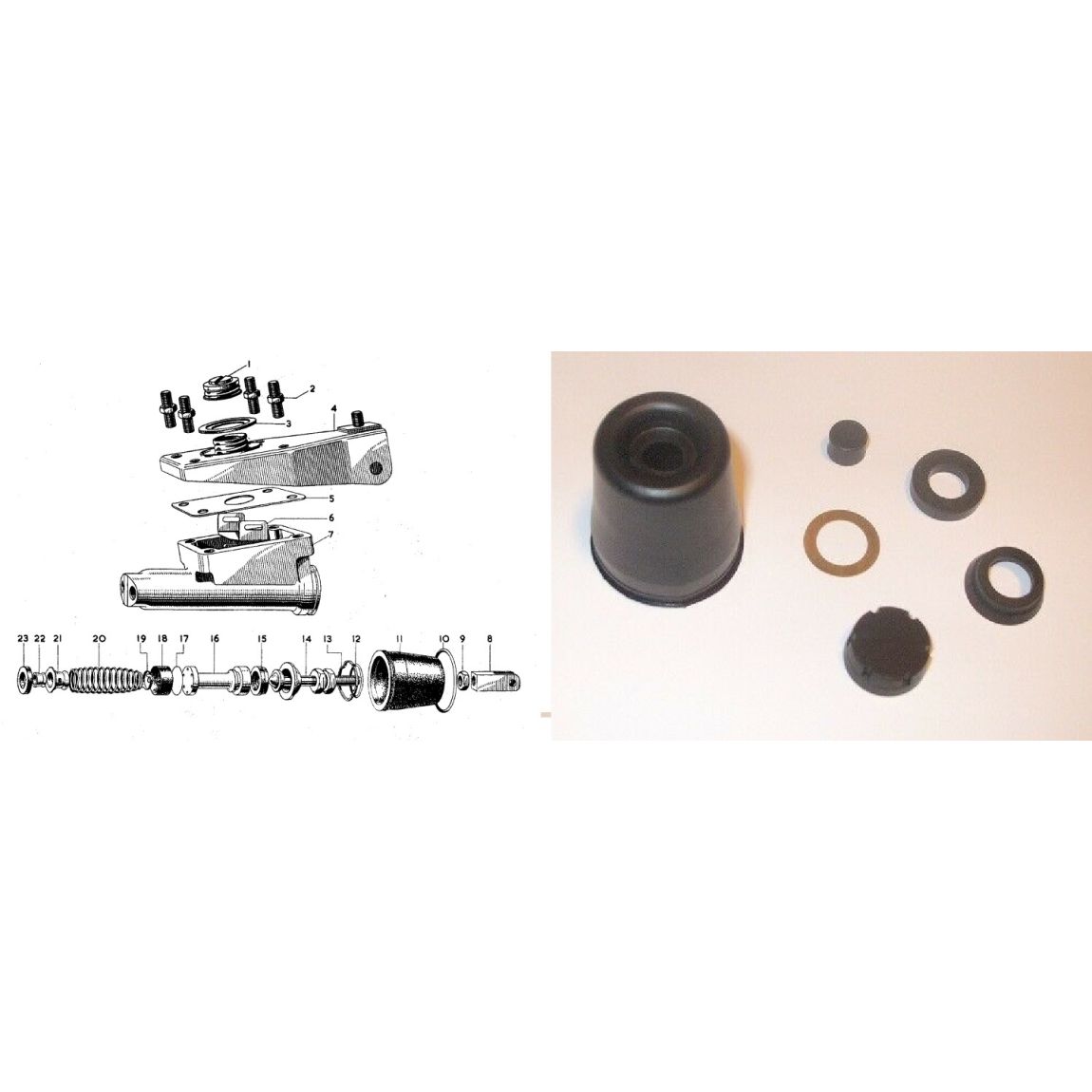 BRAKE MASTER CYLINDER REPAIR SEALS KIT (Austin A30 & A35) (Saloon & Van) (1953- 68) 