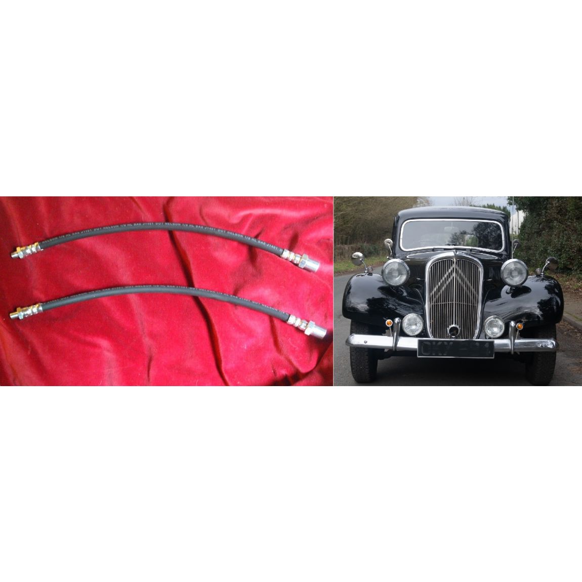 FRONT BRAKE HOSES x2 (Citroen Light 12hp & 15) (1938- 56)