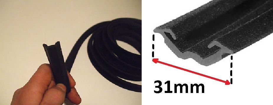 WINDOW CHANNEL FELT RUBBERS x2 (Ford Escort Mk1) (2 Door) (*LARGE SIZE 31mm*) (1968- 74) 