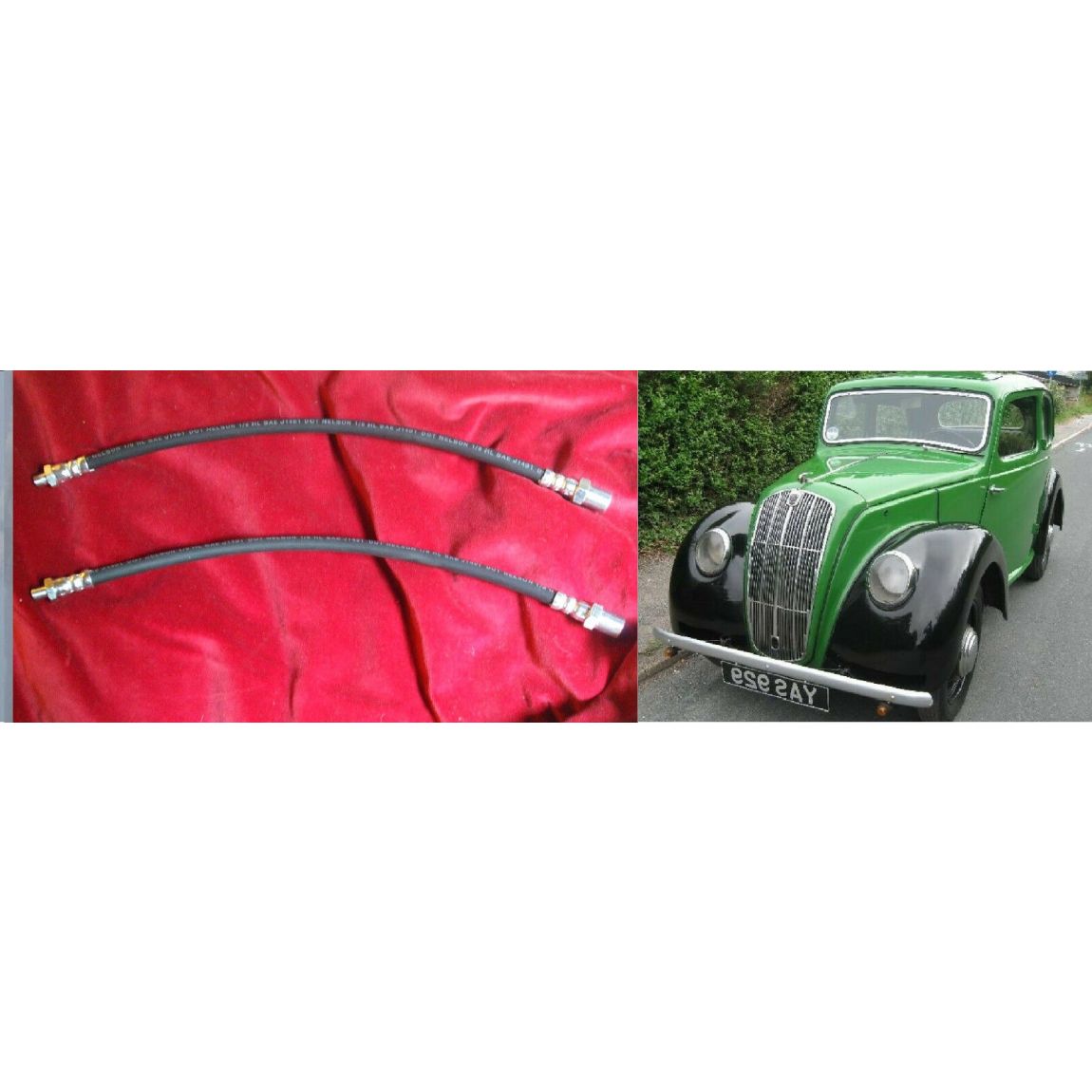 FRONT BRAKE HOSES x2 (Morris 8) (Ser. E Saloon) (Ser. Z Van) (1939- 50) 