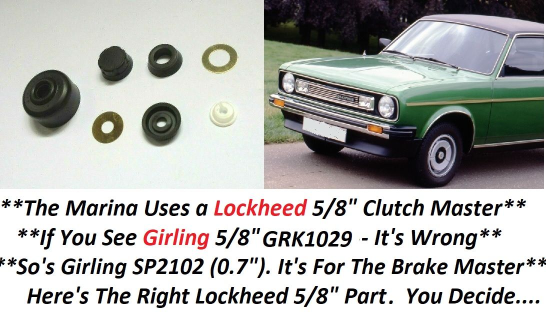 CLUTCH MASTER CYLINDER REPAIR SEALS KIT (Morris Marina) (1100, 1300, 1500d, 1700 & 1800) (1971- 82)  