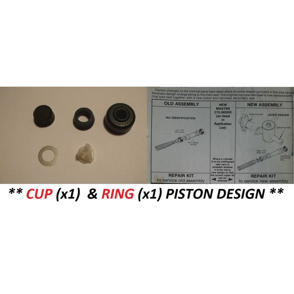 BRAKE MASTER CYLINDER REPAIR SEALS KIT (MG B) (1800cc & V8) (1962- 77) 
