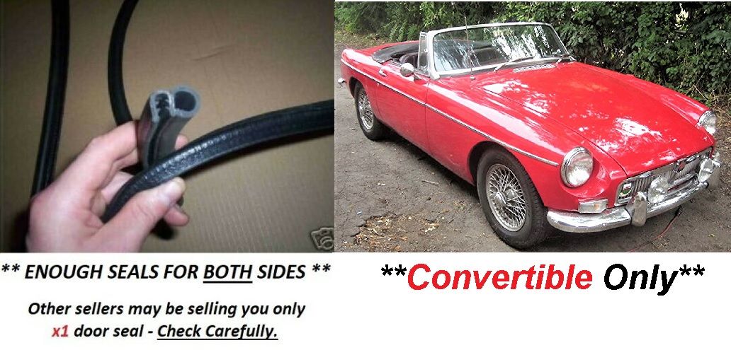 DOOR RUBBER SEALS x2 (MGB, MGC) (**Roadster Only**) (1962- 82)   