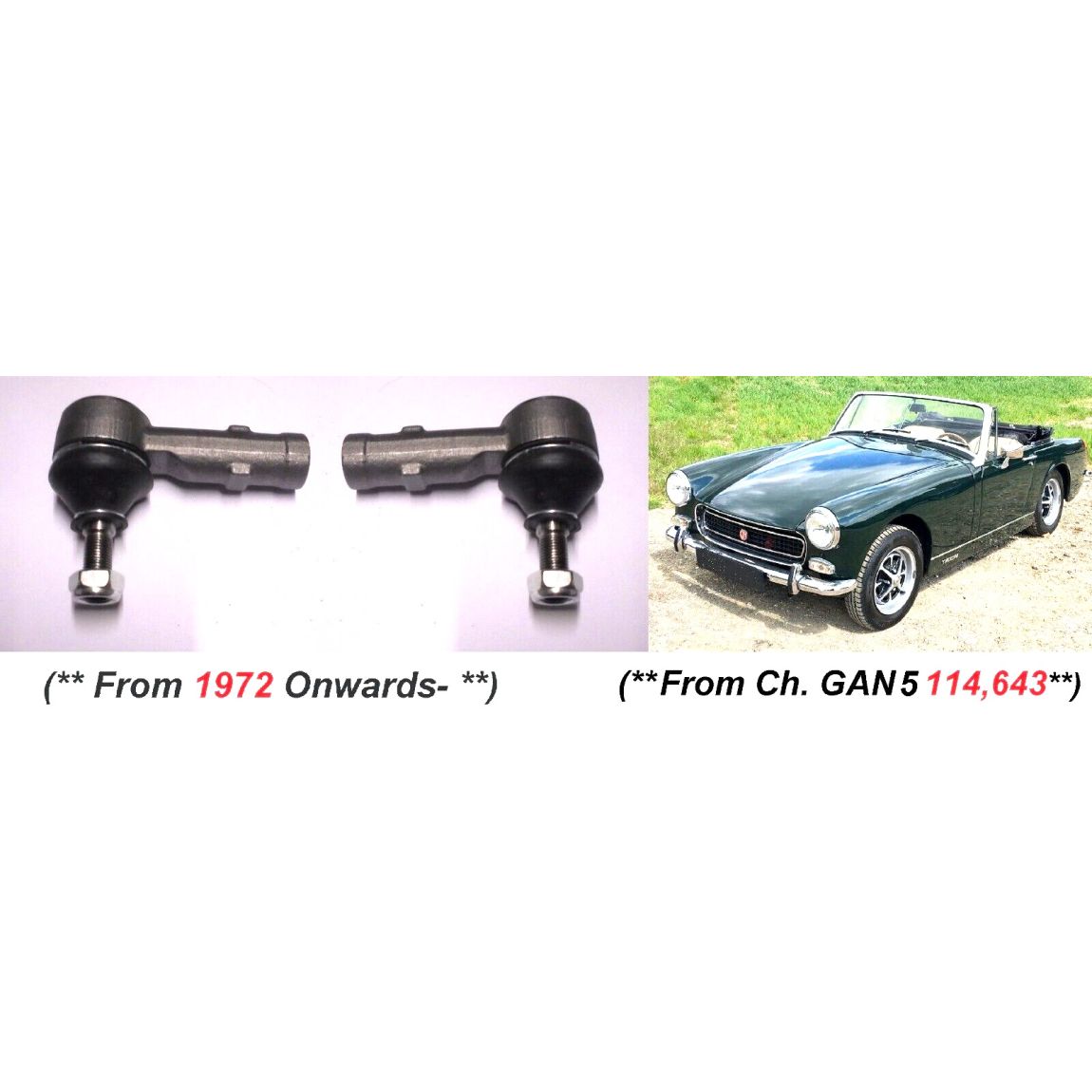 TRACK ROD ENDS x2 (MG Midget) (Late 1275 & 1500) (**From 1972- 79**) 