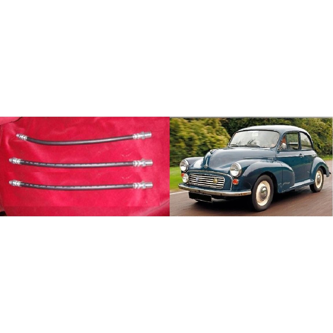 FRONT & REAR BRAKE HOSES x3 (Morris Minor) (1956- 71)  