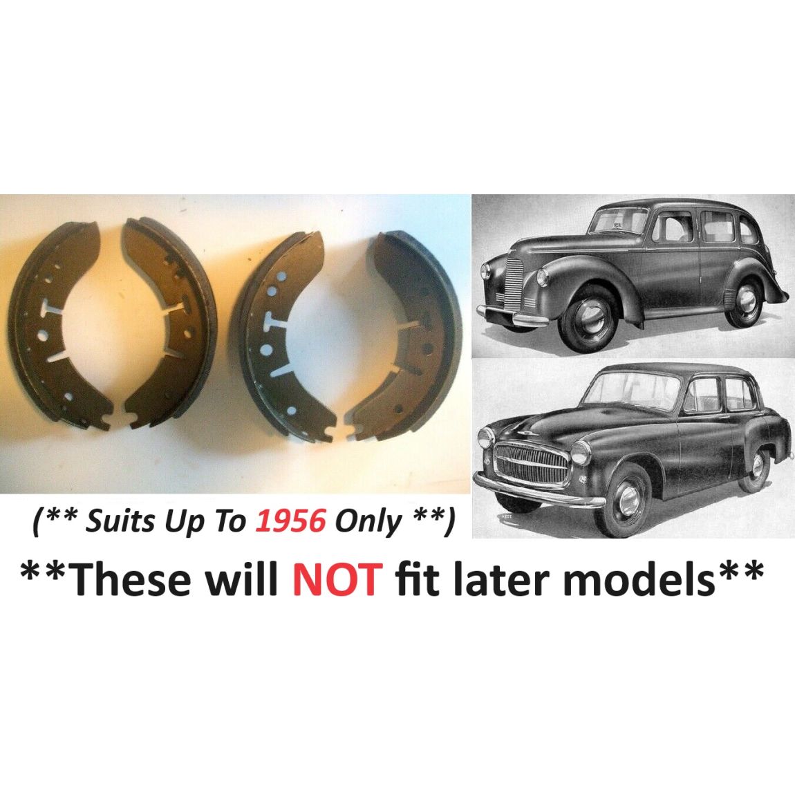 FRONT or REAR BRAKE SHOES SET (Hillman Minx) ( Mk2 Mk3 Mk4 Mk5 Mk6 Mk7 Mk8) (**From 1948- 56 Only**)  