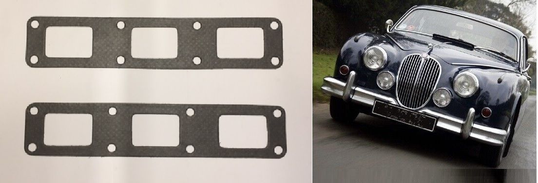 EXHAUST MANIFOLD GASKETS x2 (Jaguar Mk1, Mk2) (2.4, 3.4 & 3.8) (1955- 69)