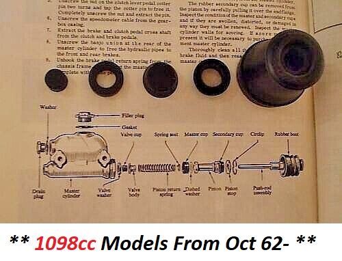 BRAKE MASTER CYLINDER REPAIR SEALS KIT (Morris Minor) (1098cc) (** From Oct 62- 71 **) 