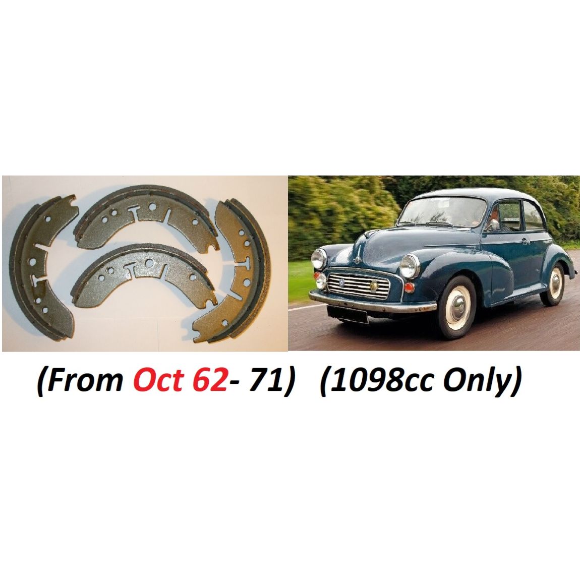 FRONT BRAKE SHOES SET (Morris Minor) (1098cc) (**From Oct 62- 71**)