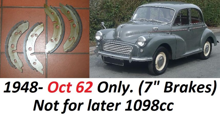 FRONT BRAKE SHOES SET (Morris Minor) (918cc, 803cc, 948cc) (*1948- Oct 62 Only**) 